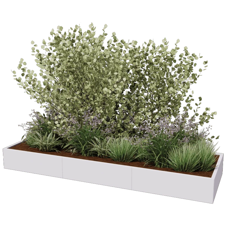 Oceľový kvetináč XXL - Obdĺžnik - 300 x 100 x 80 cm - Iná farba RAL - Bez spodnej dosky