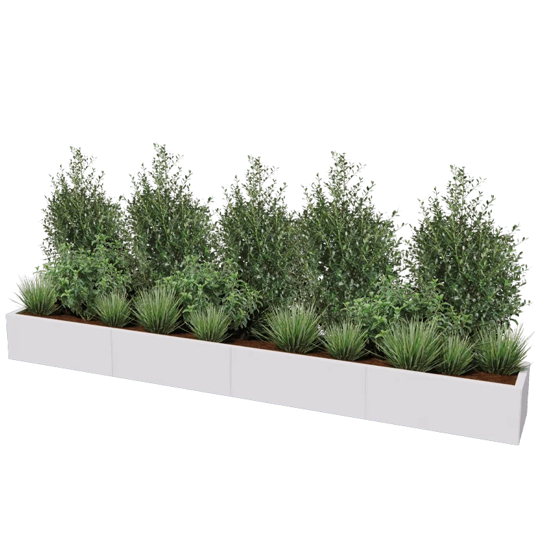 Oceľový kvetináč XXL - Obdĺžnik - 320 x 40 x 40 cm - Iná farba RAL - Bez spodnej dosky