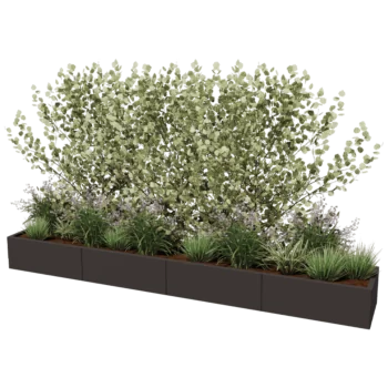 Oceľový kvetináč XXL - Obdĺžnik - 320 x 50 x 30 cm - Iná farba RAL - Bez spodnej dosky