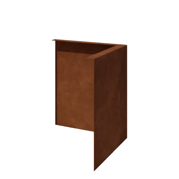 Cortenový záhradný obrubník - Ohýbaná - Vonkový roh - Výška 34 cm