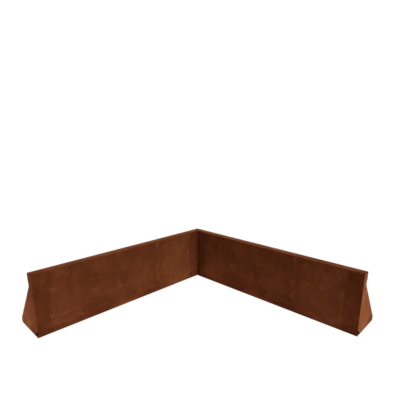 Oporný múr z cortenovej ocele - Vnútorný roh - 100 x 100 x 30 cm