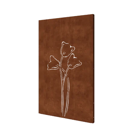 Cortenový plotový panel - Tulipán symetrický - 120 x 6 x 190 cm