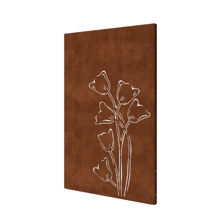 Cortenový plotový panel - Tulipán asymetrický - 120 x 6 x 190 cm