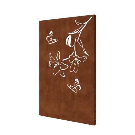 Cortenový plotový panel - Ľalia - 120 x 6 x 190 cm