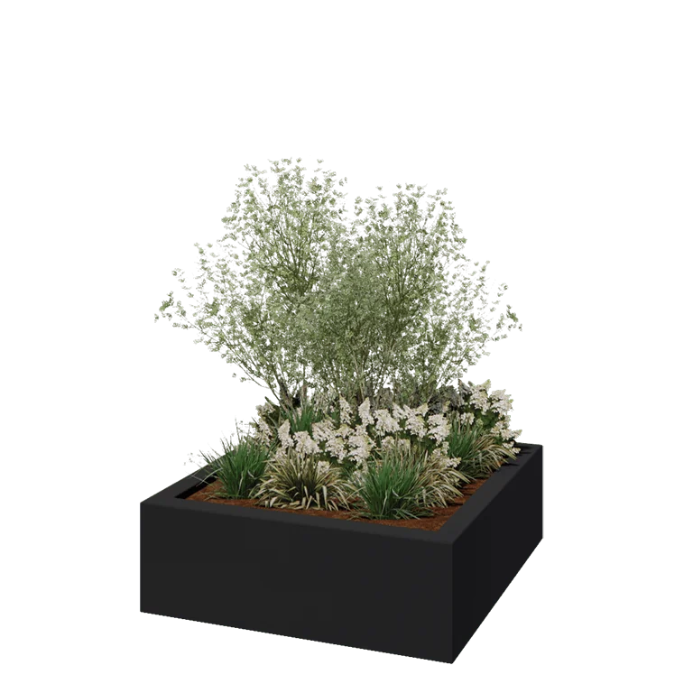Kvetináč zo sklolaminátu - Štvorec - 120 x 120 x 40 cm - RAL7021 matná (čierna sivá) - S dnom