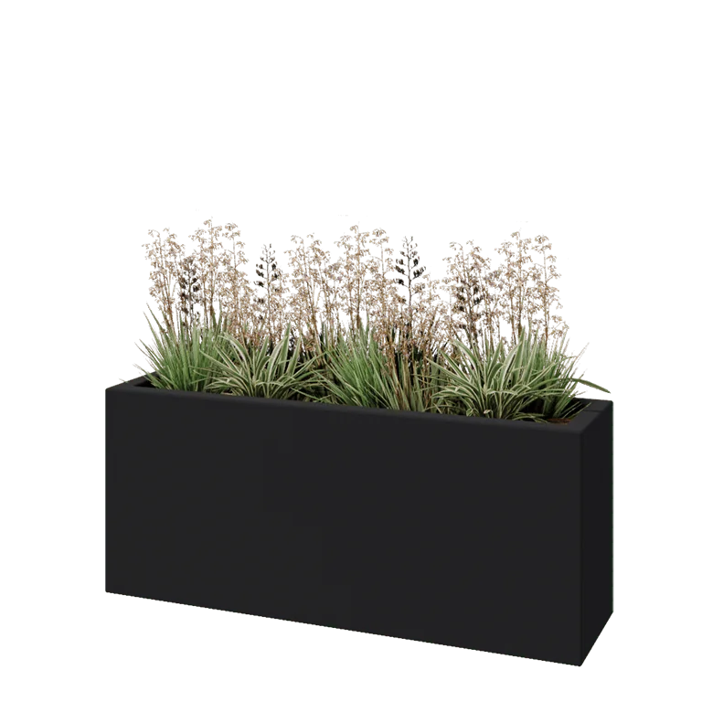 Kvetináč zo sklolaminátu - Obdĺžnik - 120 x 30 x 50 cm - RAL7021 matná (čierna sivá) - S dnom