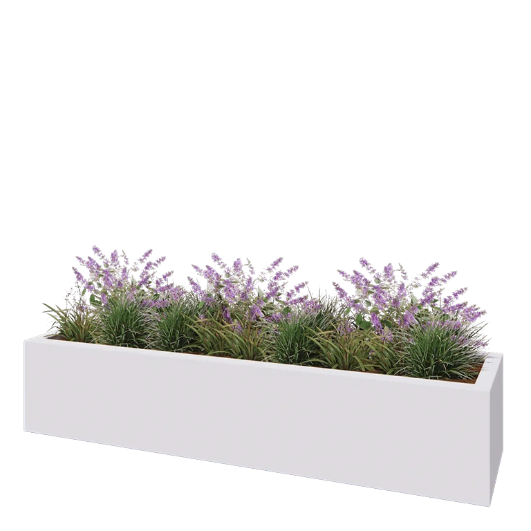 Kvetináč zo sklolaminátu - Obdĺžnik - 200 x 50 x 40 cm - RAL9010 matná (biela) - S dnom