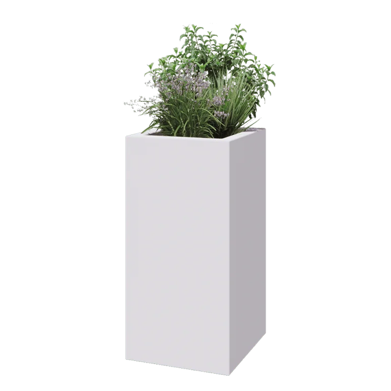 Kvetináč zo sklolaminátu - Štvorec - 50 x 50 x 100 cm - RAL9010 matná (biela) - S dnom