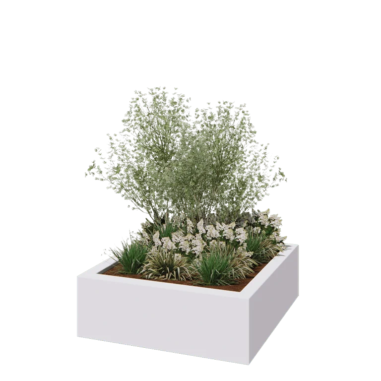 Kvetináč zo sklolaminátu - Štvorec - 120 x 120 x 40 cm - RAL9010 matná (biela) - S dnom
