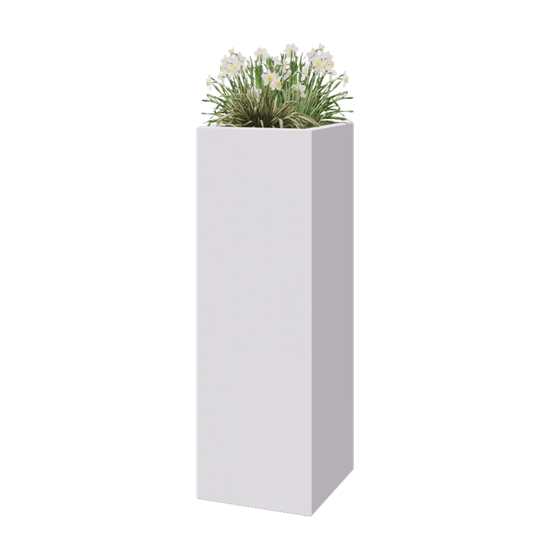 Kvetináč zo sklolaminátu - Štvorec - 40 x 40 x 120 cm - RAL9010 matná (biela) - S dnom