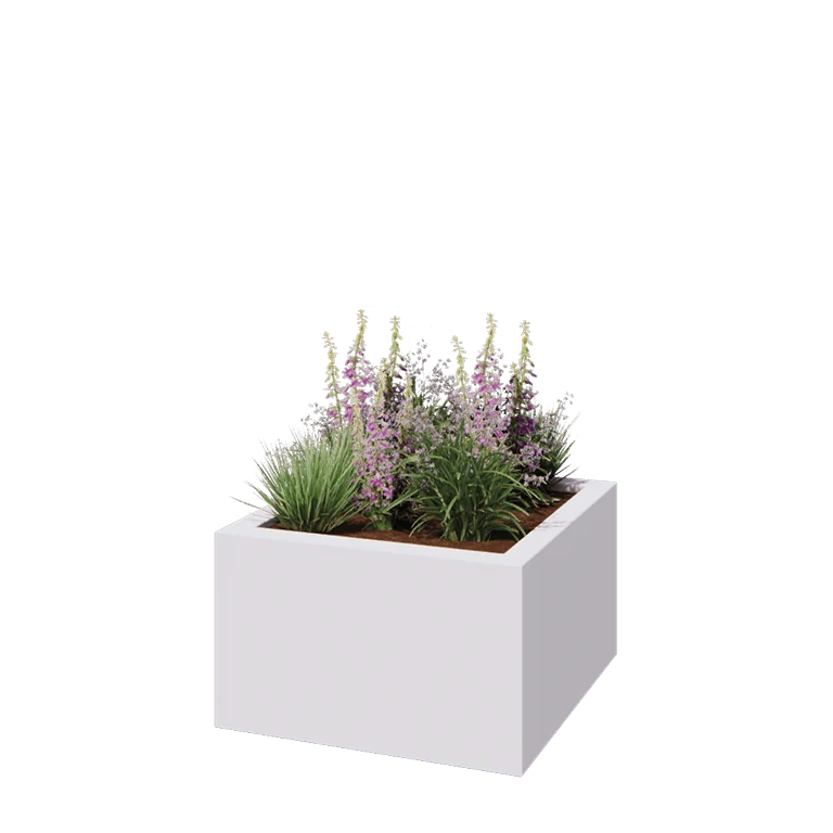 Kvetináč zo sklolaminátu - Štvorec - 100 x 100 x 60 cm - RAL9010 matná (biela) - S dnom