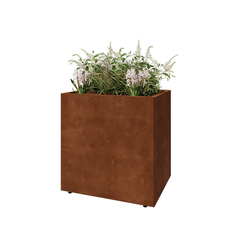Cortenový kvetináč - Obdĺžnik - 80 x 60 x 80 cm - So spodnou doskou - S nohami