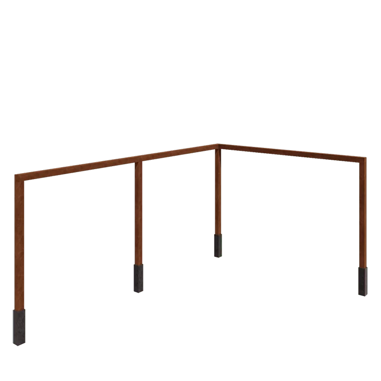 Cortenová pergola - Roh - 600 x 412 x 242 cm - s betónovou pätkou