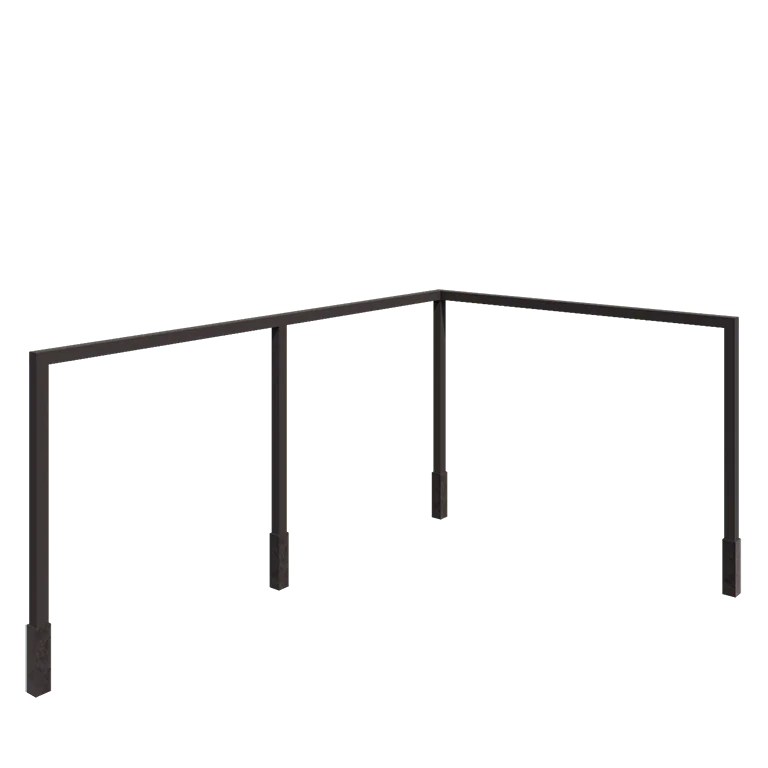 Oceľová pergola - Roh - 600 x 412 x 230 cm - RAL7016 matný (antracitová sivá) - s betónovou pätkou