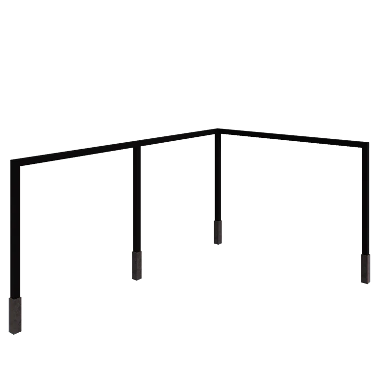 Oceľová pergola - Roh - 600 x 412 x 230 cm - RAL9005 matný (čierny) - s betónovou pätkou